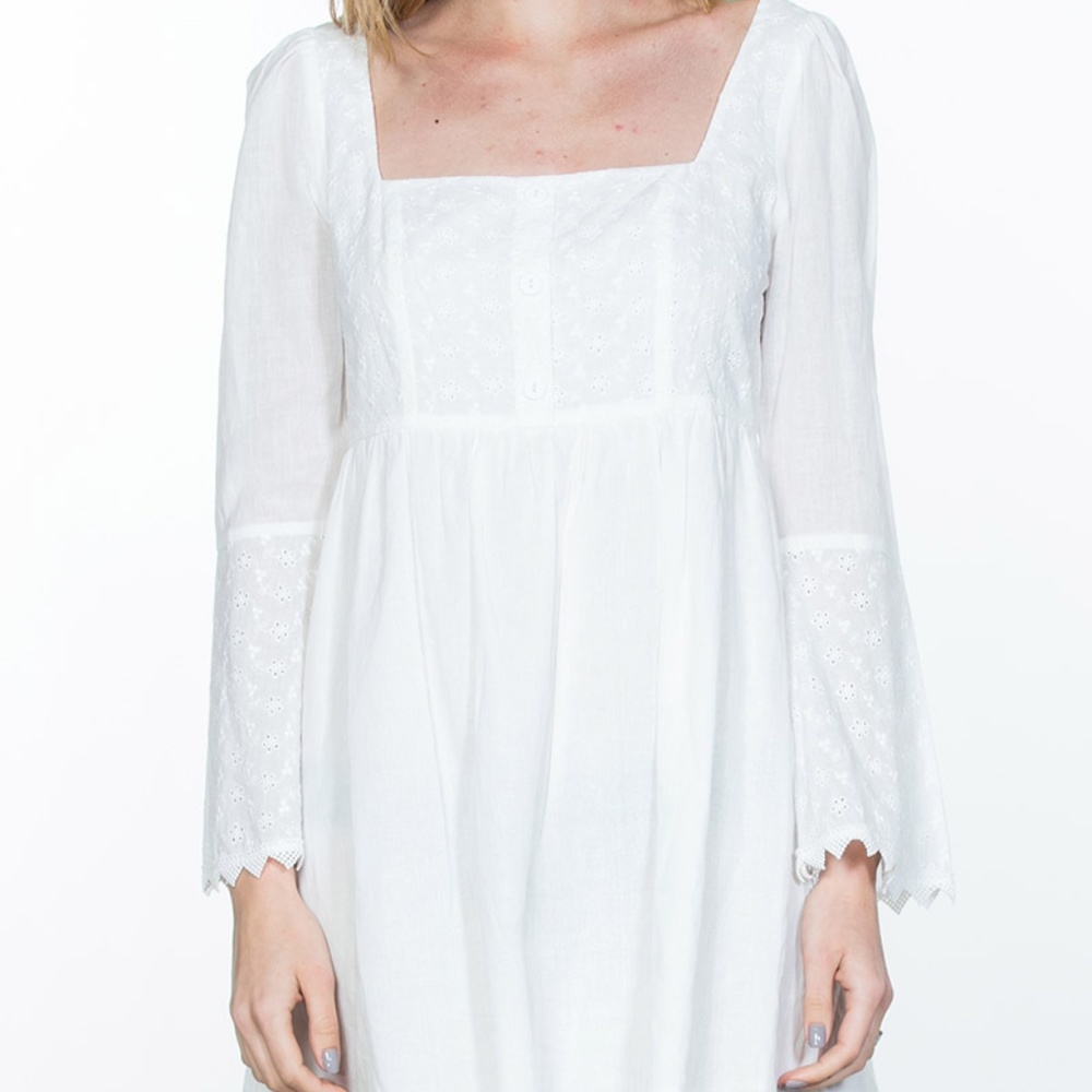SQUARE NECK AND FRONT BUTTON DRESS